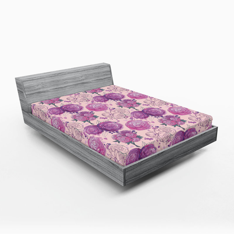 Drap-housse Ambesonne Peony, Drap-housse très grand californien