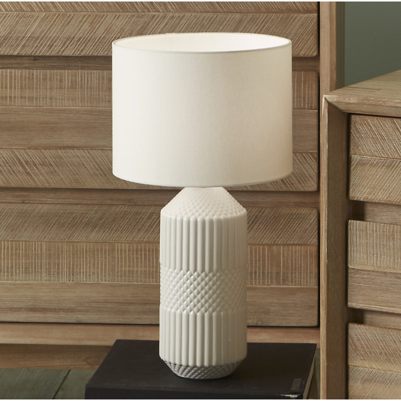 Izayah Ceramic Table Lamp, White, 12 W