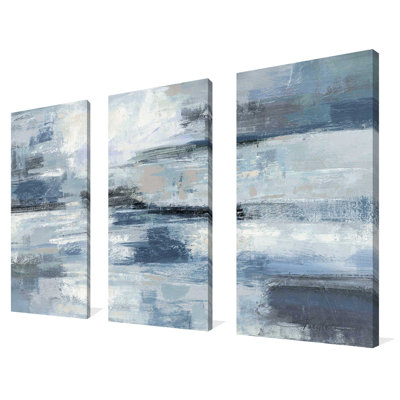 706-8030 " Clear Water Indigo And Gray Crop " by Silvia Vassileva 3 - Pieces Painting Print