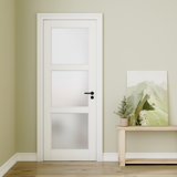 Frosted Glass 3-Lite Slab Solid Manufactured Wood Core Standard Door