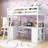 Space-Saving Twin Wood Loft Bed With Built-In Desk, Drawers, Shelves And Cabinet