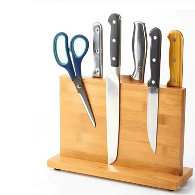 Porte-couteaux magnétique en bambou Seido Knives - Solution de rangement de couteaux compacte, élégante et sécuritaire pour votre cuisine