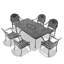Ensemble de 7 pièces de mobilier de patio en aluminium coulé avec cadre noir et coussins bleus (Identique à: W1710S00591)