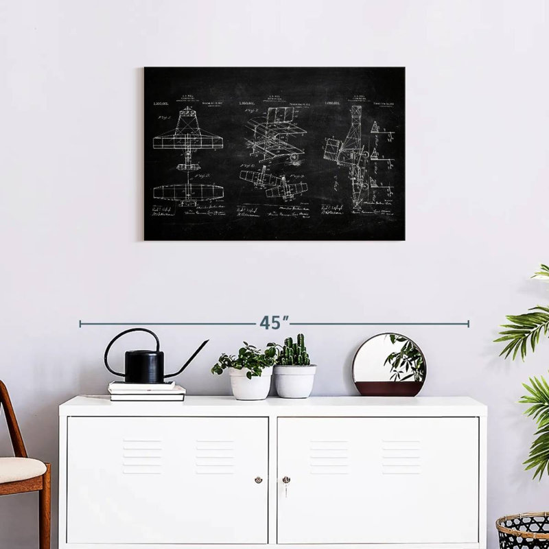 Aircraft Blueprint Canvas Print, 20" H x 30" W x 1.25" D