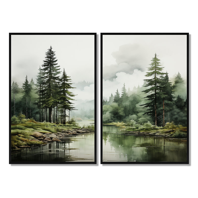 Pin, Silent Wilderness - Pin, art mural, 36" H x 48" W, Impression encadrée flottante, Black