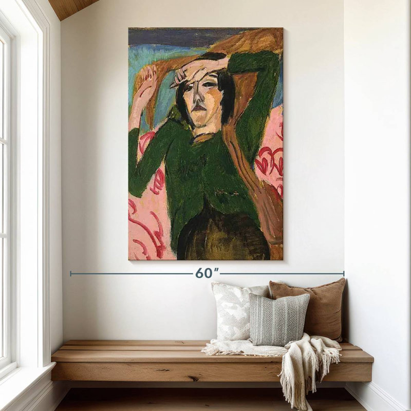 Avery femme dans un chemisier vert, H 51 po x l 34 po