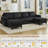 Modern U-Shaped Sectional Sofa with Storage, 116.5 Inch Wide 4-Seater Couch, Plush Corduroy Fabric & Removable Ottoman for Living Room-662868568