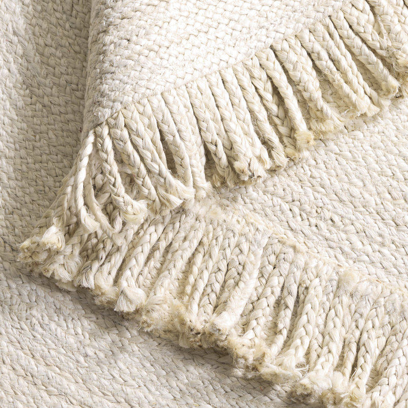 Tapis beige en jute tissé à la main Padley, Rond 5 pi