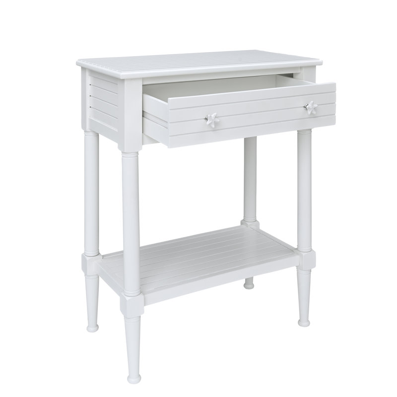 Barras Solid Wood Top End Table with Storage, White