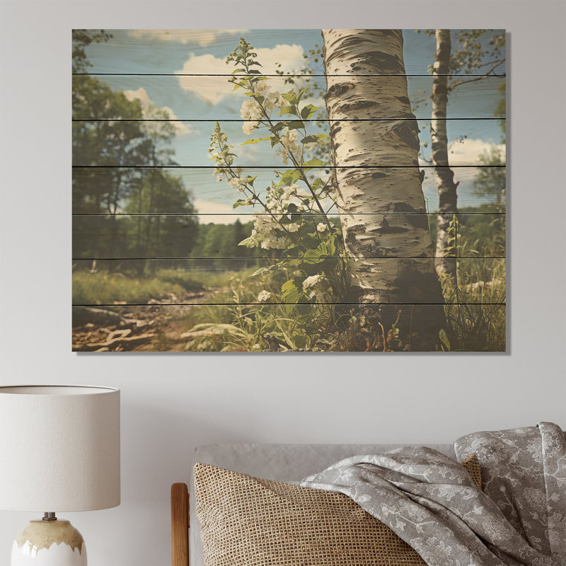 Birch Tree Forest Essence III - Impression sur bois, H 30 po x l 40 po