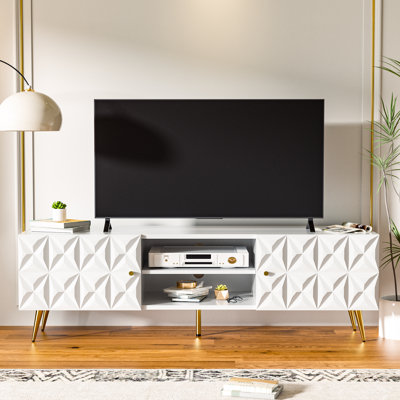 Meuble télé blanc pour téléviseur 65 po