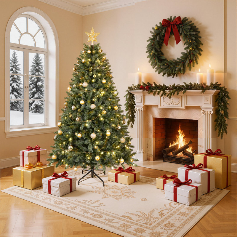 Arbre de Noël avec lumières à DEL blanc chaud - pointes en PVC et aiguilles dures, conception à branches articulées, support en métal robuste - arbre de Noël réaliste