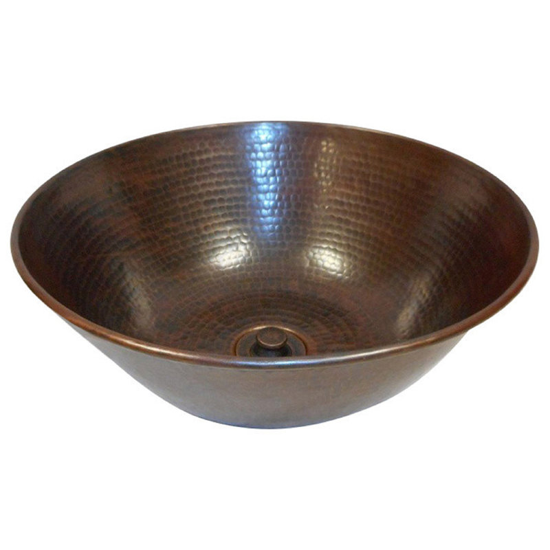 14" Round Copper Vessel Bathroom Sink--Handmade