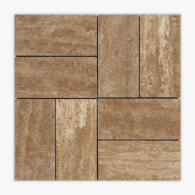 Walnut Honed Filled Florence Travertine Mosaic
