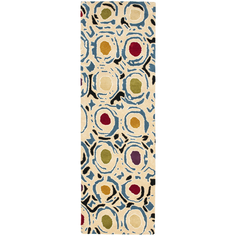 Candelo Hand Tufted Wool And Viscose Geometric Rug, Runner 2'6" x 6'