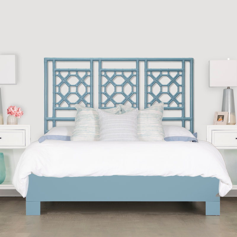 Lit plateforme à dossier en treillis, Grand, Turquoise