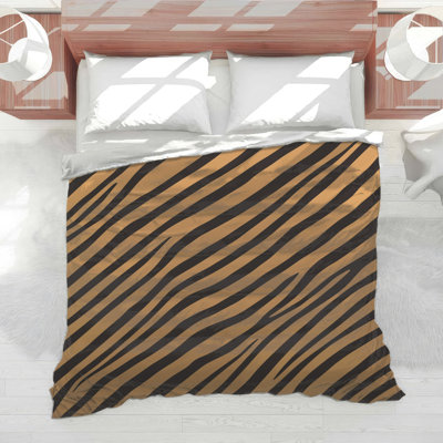 Black Orange Tiger Stripes Comforter