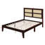 Queen Size Solid Wooden Bed With Rattan Headboard