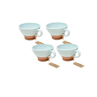 Verano Rustic Pastel Handmade Ceramic Cappuccino Cup (Set of 4)