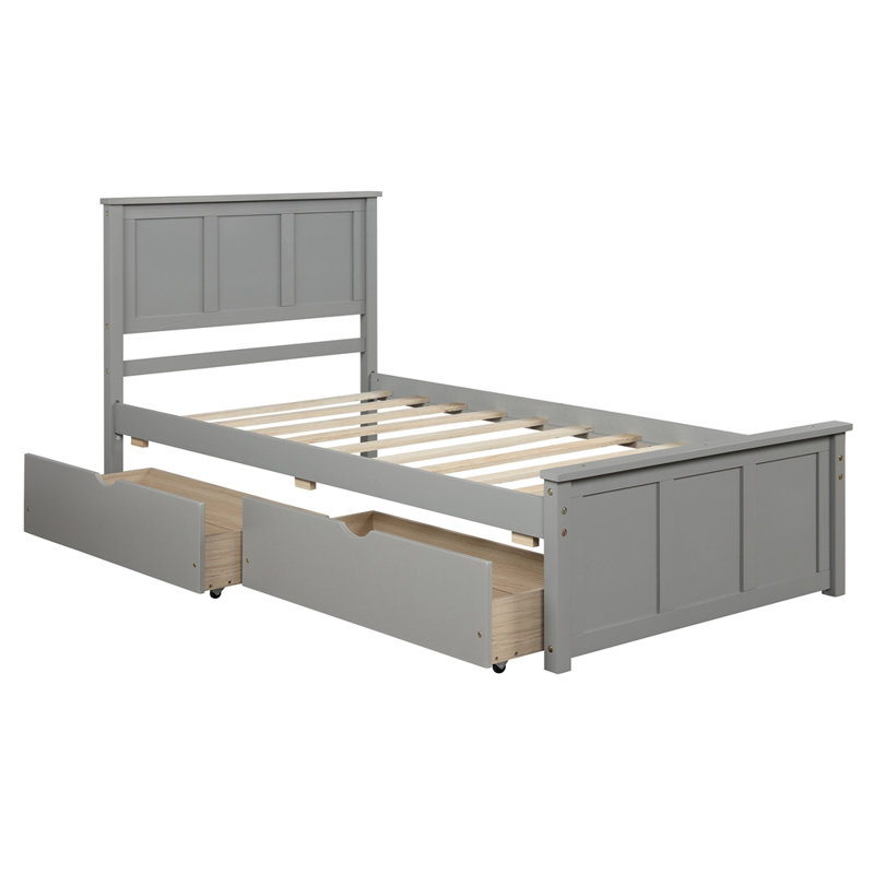 Lit plateforme simple avec rangement Horskins, gris
