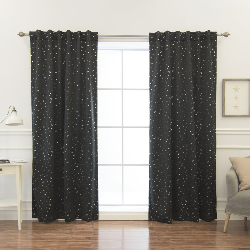 Paire de rideaux occultant et isolant Lesly, Noir, l 52" x L 63"