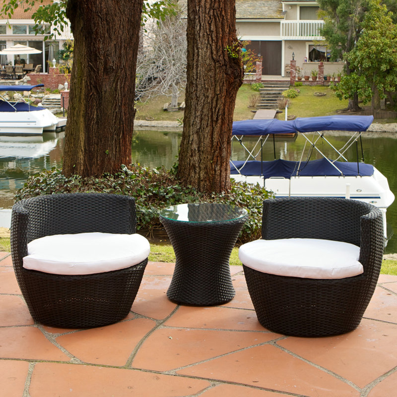 Ensemble de conversation à assise profonde et coussins 3 pièces, Coussin ivoire / structure noire