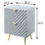 Table de chevet 2 tiroirs grise ultrabrillante