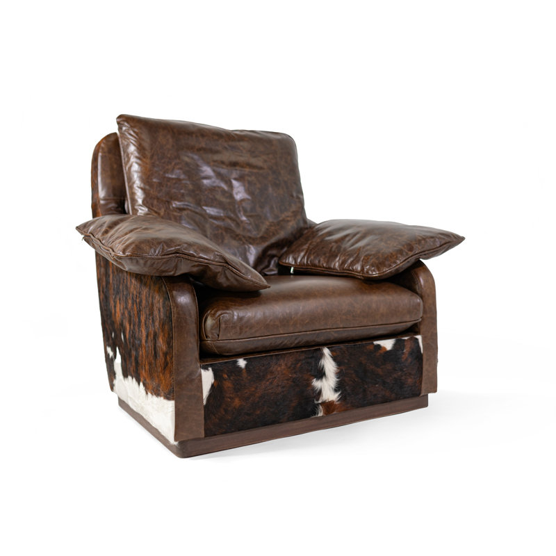 Ensemble de fauteuil en cuir et repose-pieds