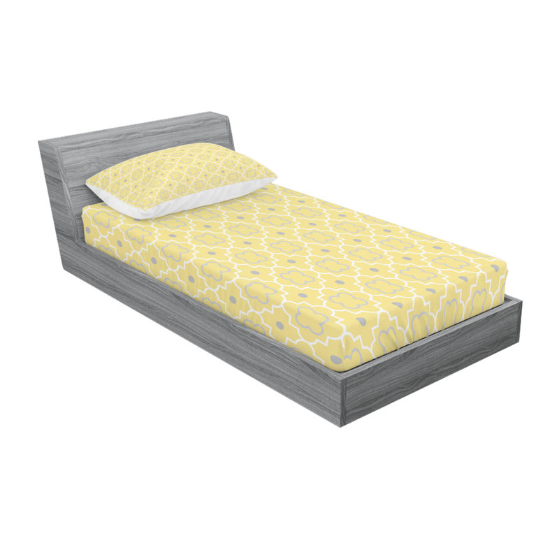 Microfiber Sheet Set, Twin Sheet Set with 1 Pillowcase, Yellow Geometric