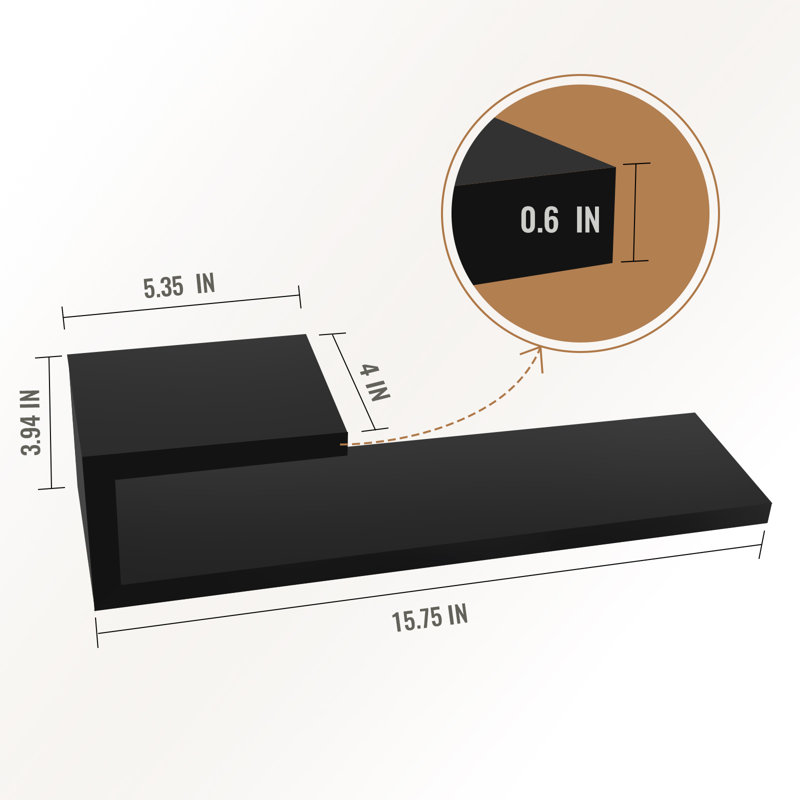 Ensemble de 4 tablettes flottantes murales, Noir
