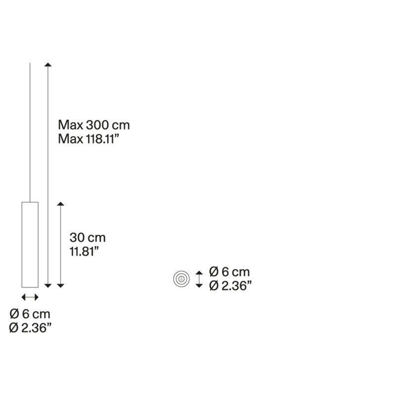 Lodes A-Tube Suspension Lamp Line-V, 11.81'' H X 2.36'' W X 2.36'' D, Matte White