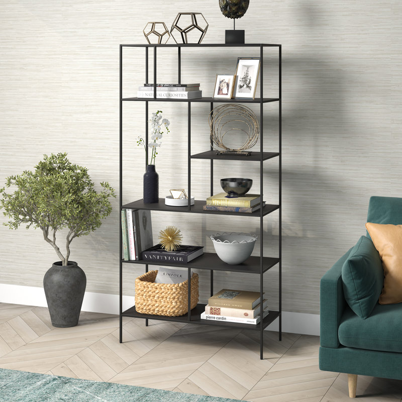 Winthrop 182.9cm H x 91.4cm W Steel Standard Bookcase, Blackened Bronze