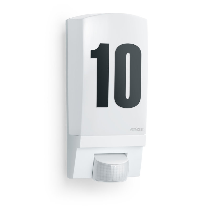 Outdoor Wall Light L 1 S with Motion Sensor incl. House Numbers E27, White