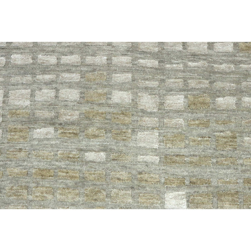 Handmade Silk and Wool Geometric Area Rug, Rectangle 10' x 14'