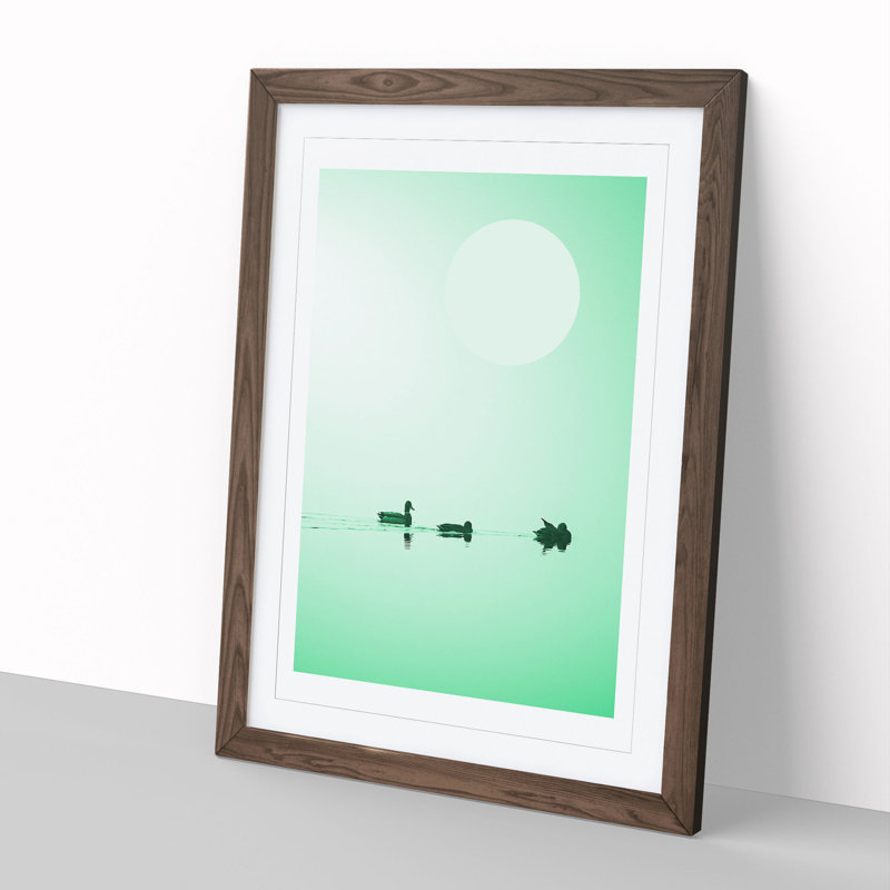 Serene Green - Picture Frame Graphic Art, 90cm H x 65cm W x 2cm D, Walnut