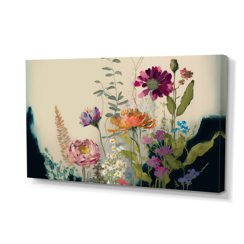 «Painted Blossoming Wildflowers I», art mural floral