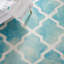 Tapis ivoire / bleu en laine touffeté à la main à motif géométrique-16766719
