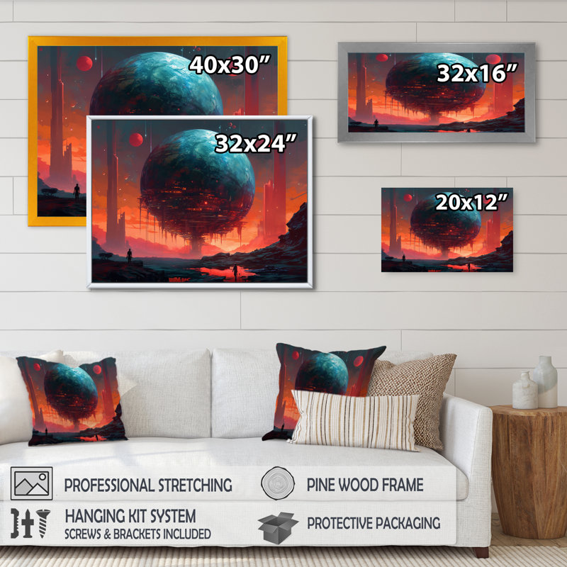 Planet Hovering In The Universe I " Planet Hovering In The Universe I ", 24" H x 32" W x 1" D, Gold Picture Framed
