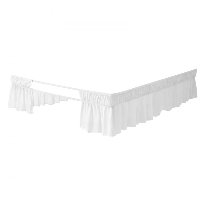 Wrap Around Bed Skirt, 15 in Drop, White Dust Ruffle Queen Size, Three Sides Adjustable Bedskirt with Easy Fit Elastic Strap, Wrinkle-Free & Fade-Resistant, Machine Washable, for Queen Size Bed
