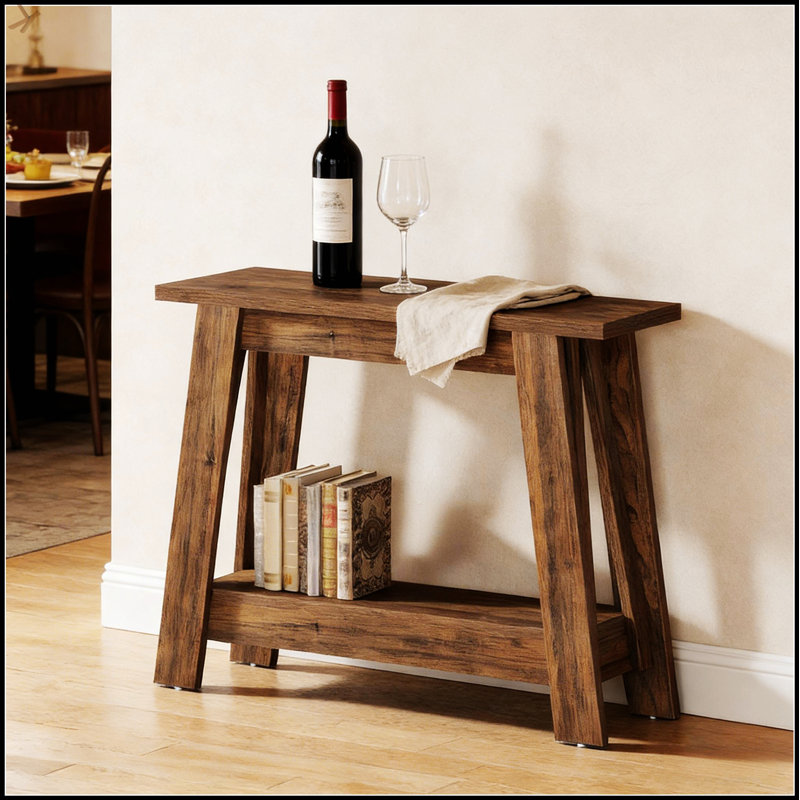 Rustic Console Table, 2-Tier Entryway Table, Narrow Sofa Table With Vintage Charm And Modern Style For Enhanced Functionality