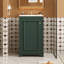de salle de bain vert de 50 po avec lavabo en céramique, porte à fermeture douce, tablette réglable, design moderne