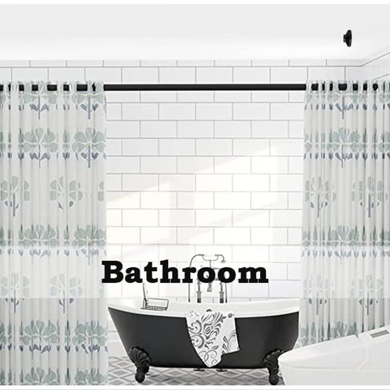 85cm Straight Shower Curtain Pole & Hook Set, Silver