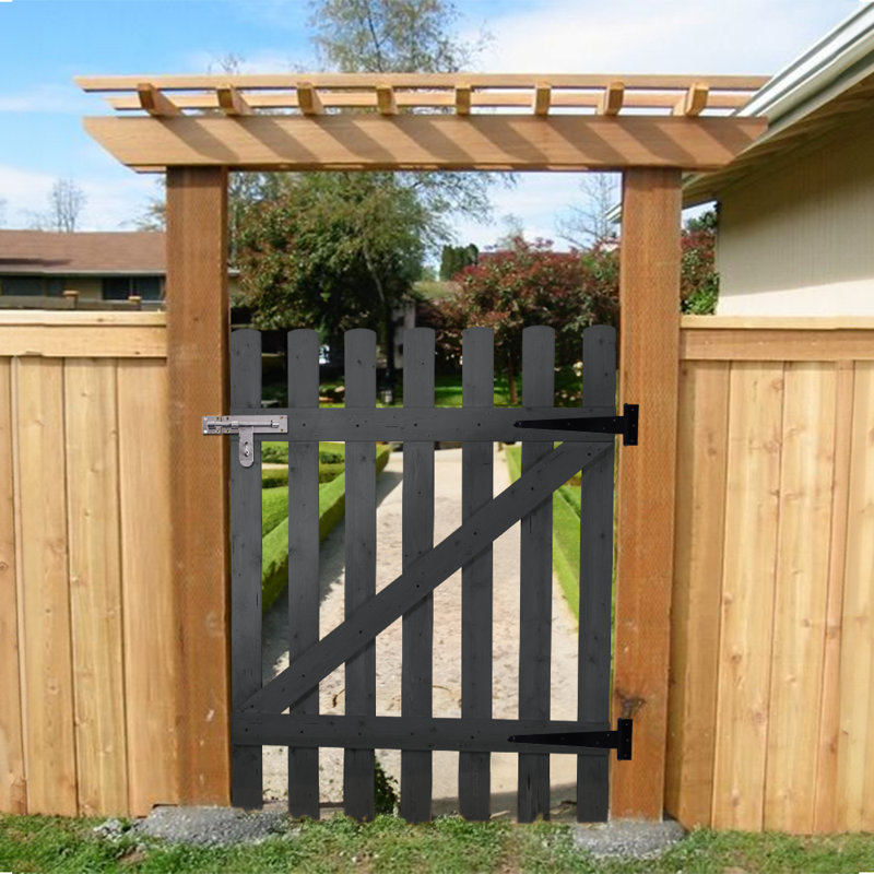 Caskey Garden Wood Fence Gate with Latch, 120cm H x 90cm W x 1.5cm D