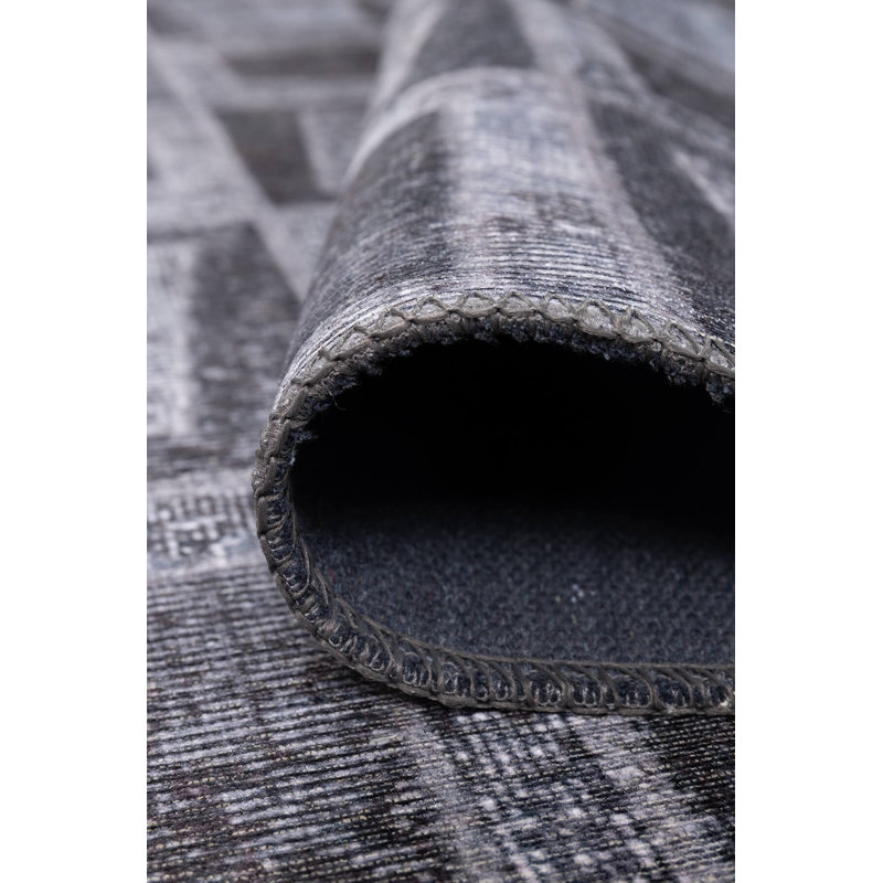 Luxueux tapis noir de 29,5 po x 59,1 po | 100% polyester, 1850 g / m², hauteur du velours: 0,2 pouce | Polyester recyclé dessous | Tapis mécanique, idéal pour le salon, la chambre à coucher et les espaces de bureau, conception douce et durable