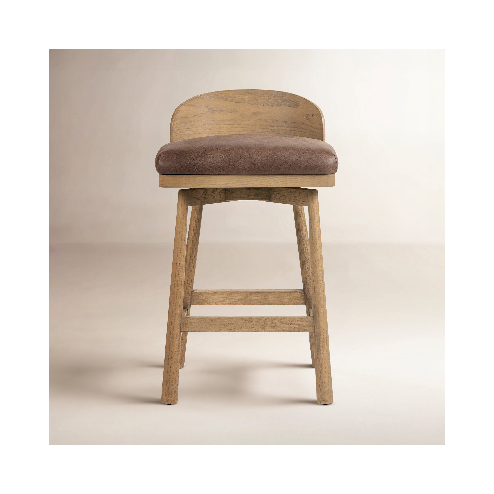 Ackerson Swivel Stool-Altair Sienna-Counter, Counter Stool (26.97" Seat Height), Palermo Cigar Genuine Leather, Blonde Oak