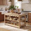 Îlot de cuisine 59 po, console à 3 niveaux en bois avec bord festonné, armoire de rangement ouverte pour la cuisine, chêne clair naturel