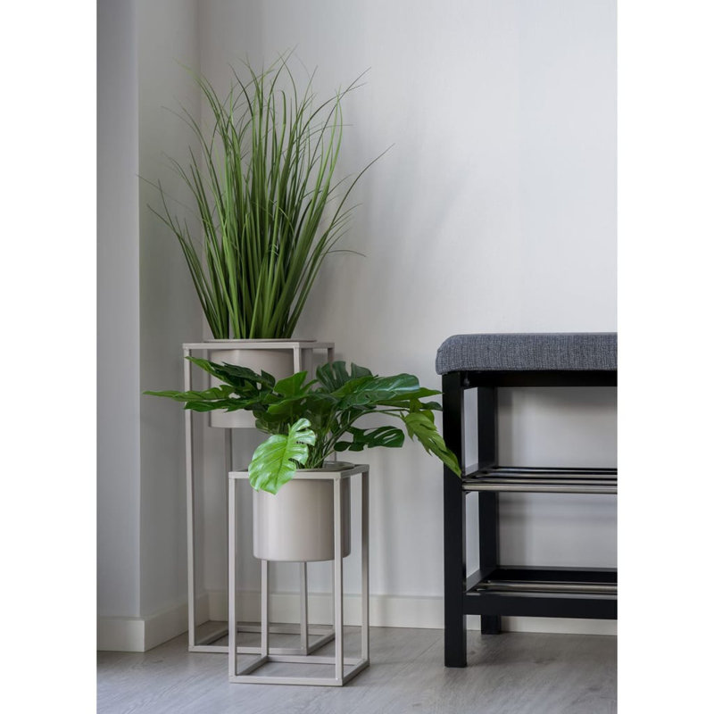 Korilynn Metal Pot Planter, Grey Beige