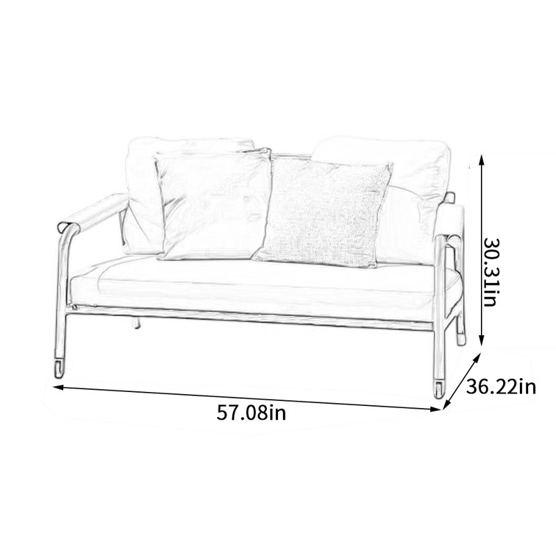 Nathir 57.08'' Wide Rectangle Metal Loveseat with Cushions