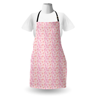 East Urban Home Romantic Apron Unisex Outline Rose Petals Adult Size Pale Pink Magenta