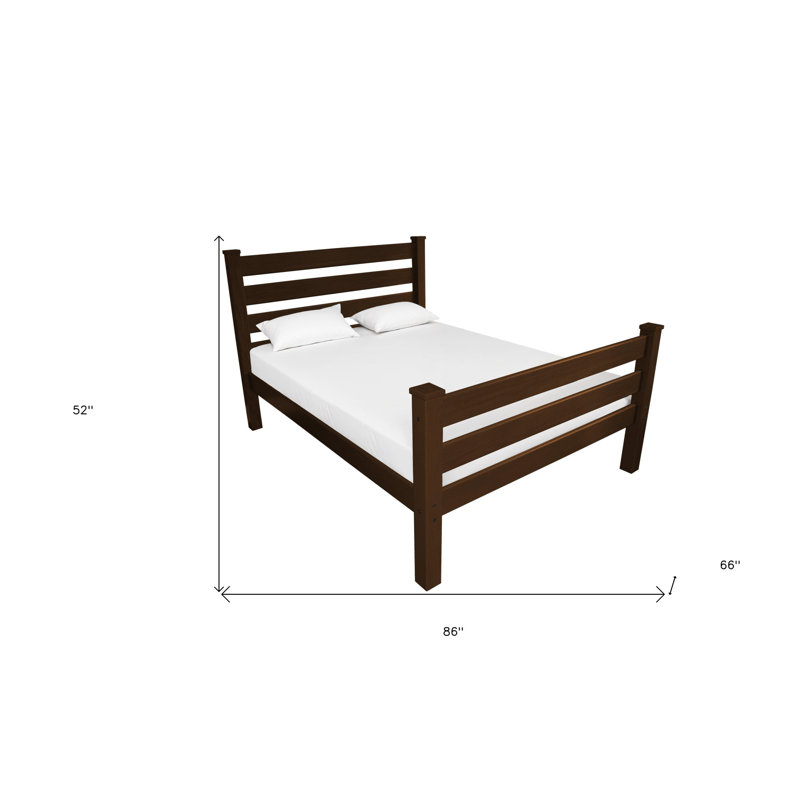 Brown Solid Wood Queen Bed Frame